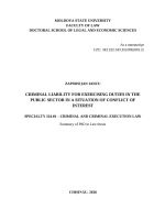Criminal Liability for Exercising Duties in the Public Sector in a Situation of Conflict of Interest: Summary of PhD in Law Thesis